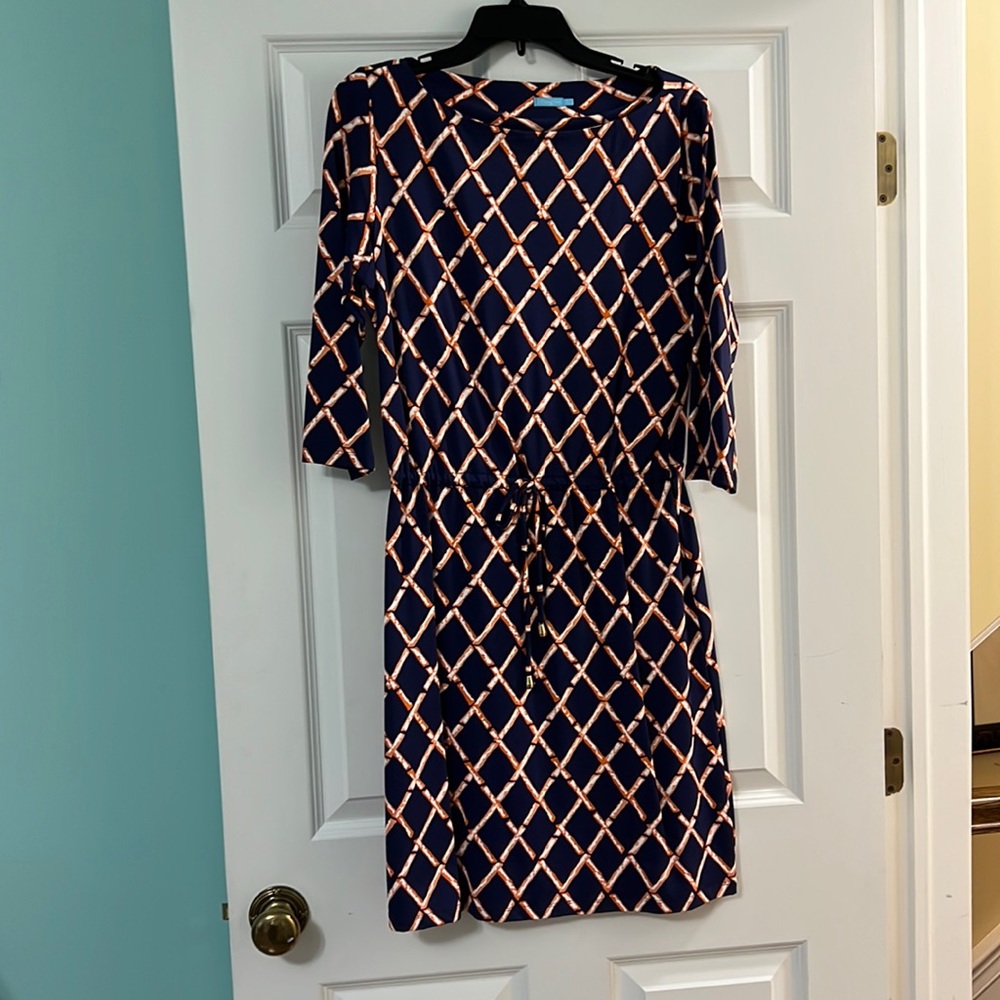 J. McLaughlin boatneck printed dress size large